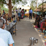 Special food serving at the time of welfare needs distribution camp in rural areas