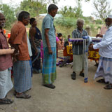 Distribution of (new cloths, mats, crutches) in welfare needs distribution in rural areas to poor beneficiaries